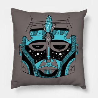 Blue Grey African Mask No 8 Pillow