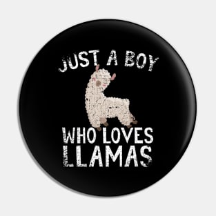 Just A Boy Who Loves Llamas Pin