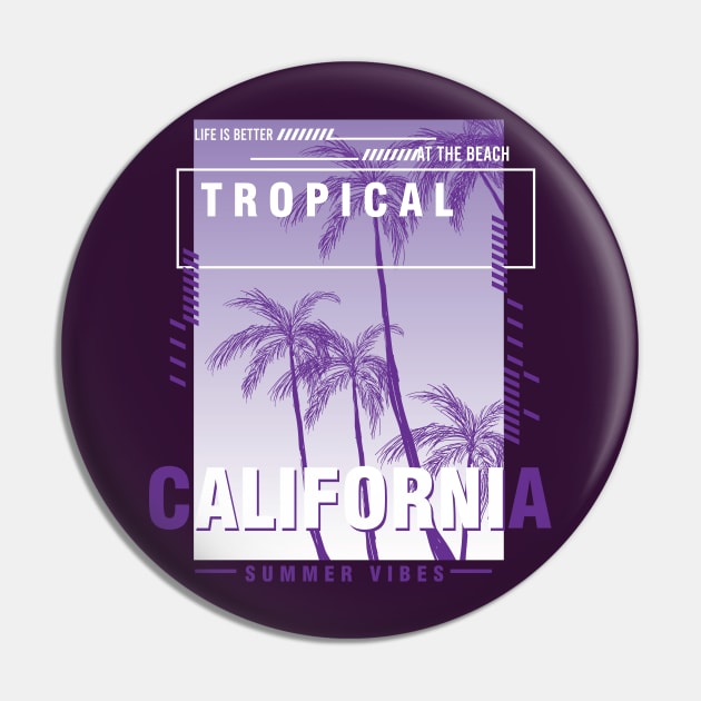 California Tropical Typography Pin by SSSD