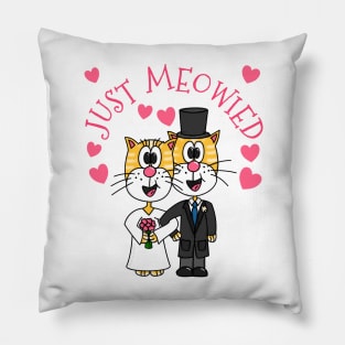 Just Meowied Cat Wedding Newly Weds Funny Pillow