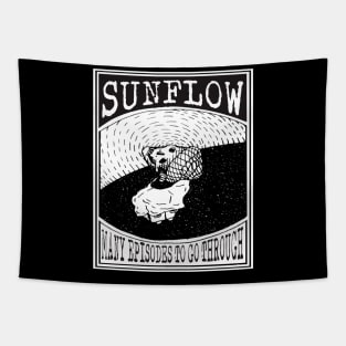 sunflow illustration skull Tapestry