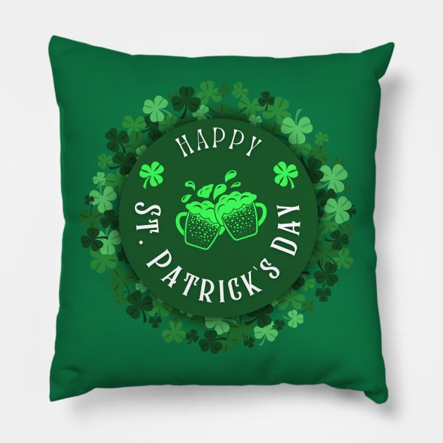 Happy St. Patrick's Day Pillow by Cervezas del Zodiaco