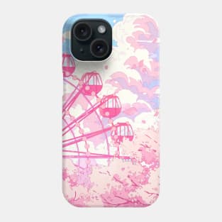 The Ferris Wheel,clouds and pink cherry blossom Phone Case