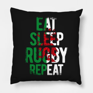 Eat sleep rugby repeat Wales rugby 2 Pillow