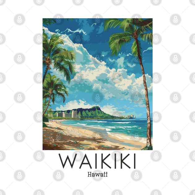 A Vintage Travel Illustration of Waikiki - Hawaii by goodoldvintage