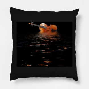 Musical morn - violin reflected in water Pillow