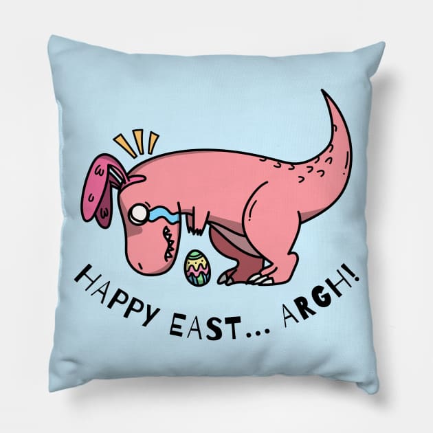 Happy East...Argh! | Cute T-Rex Easter Egg Cartoon Pillow by SLAG_Creative