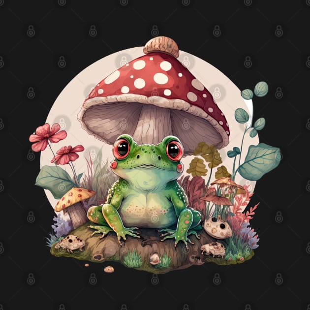 Cottagecore aesthetic frog on Mushroom by JayD World