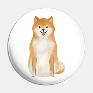 Shiba Inu Watercolor Illustration Pin