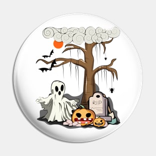 Halloween pumpkins and ghosts Pin