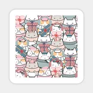 Christmas Cute Cats Pattern Magnet