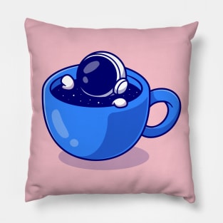 Cute Astronaut Soaking In Space Coffee Cartoon Pillow