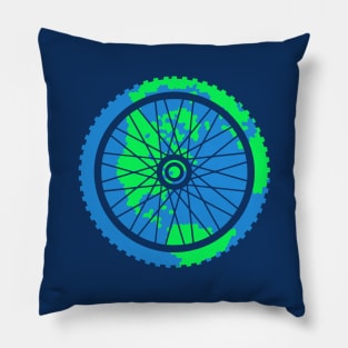 Mountain Bike Tire Earth Gear Graphic Biking Design Pillow