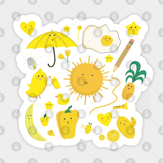 YELLOW KAWAII STUFF Sticker for Sale by smoochugs