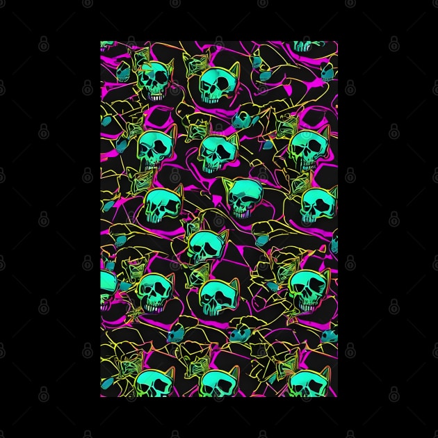 Neon cat skull by Spaceboyishere