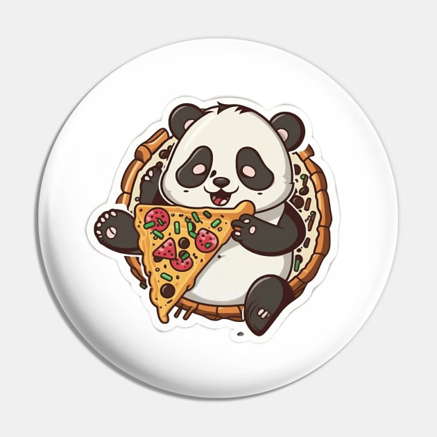 Cute Cartoon Panda Eating Pizza Funny Kawaii Pin by kiddo200