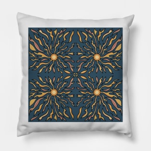 Symmetrical Colorful Suns Design Pillow