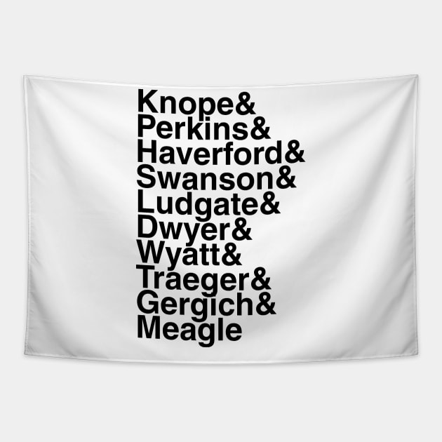 Parks and Rec helvetica list Tapestry by DennisMcCarson