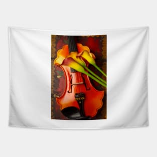 Calla lilies On Baroque Violin Tapestry