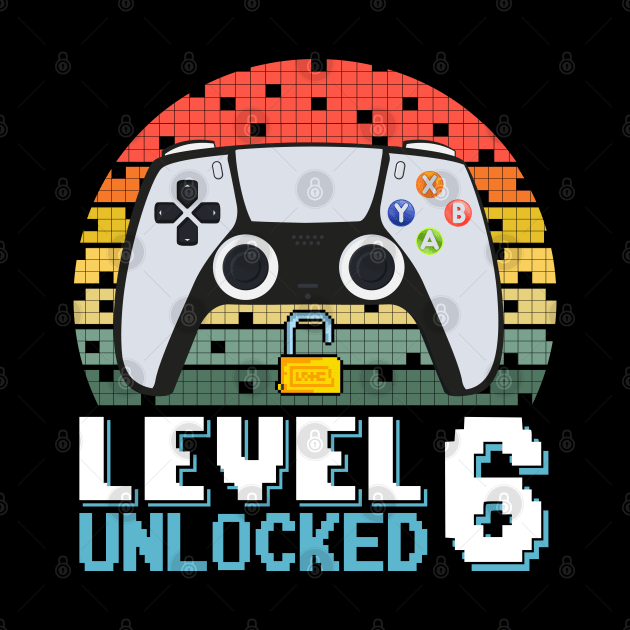 Level 6 Unlocked Vintage Retro Gaming by Asg Design