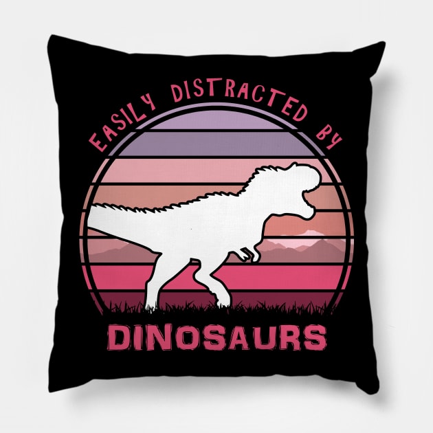 Easily Distracted By Dinosaurs Pillow by Nerd_art