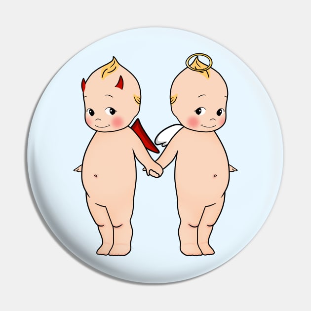 Angel & Devil Kewpies Pin by juurkaa