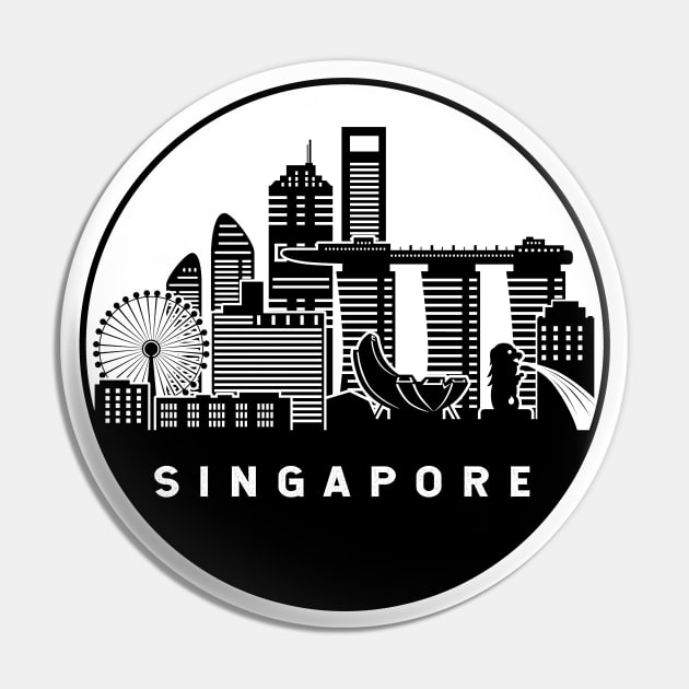 Singapore Skyline Pin by ThyShirtProject - Affiliate