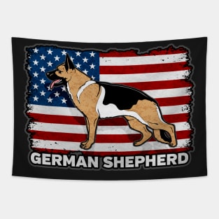 German Shepherd Dog American Flag Tapestry