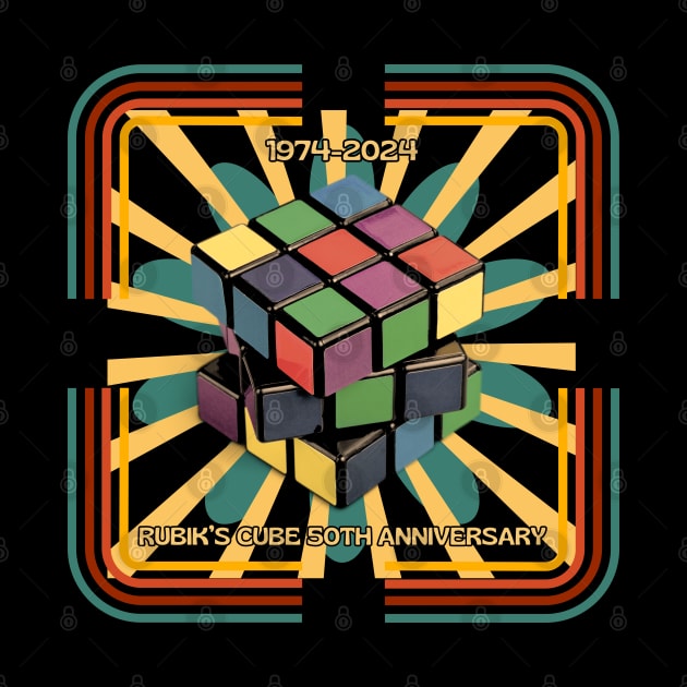 1974-2024 Rubik's cube 50th anniversary, retro by UnCoverDesign