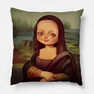 Cute Version of Mona lisa Masterpiece Art History Gift Pillow