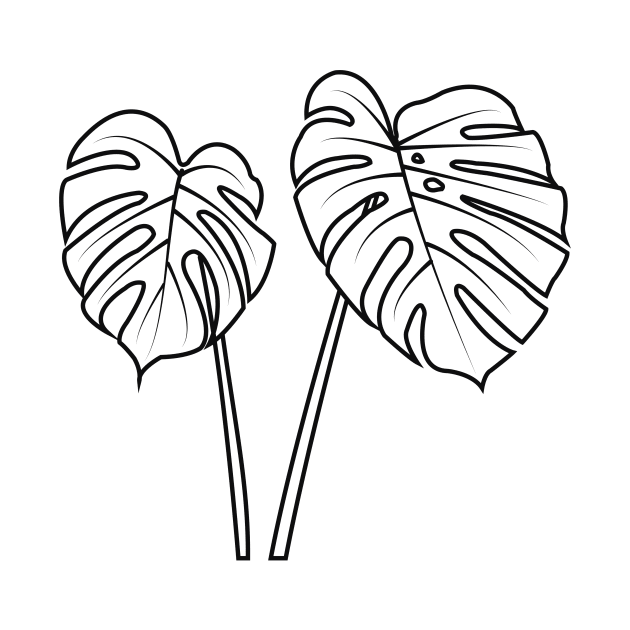 Monstera Leaf - Illustration - Lineart - Black Outline by SergioCoelho_Arts