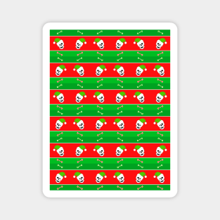 SKULLS With Christmas Stripes Magnet