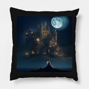 Gothic Castle in the Moonlight Pillow