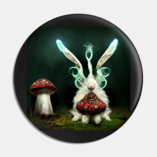 White Rabbit Fungi Friend Pin