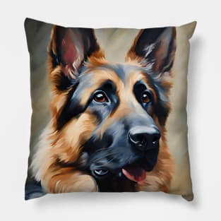 German Shepherd Dog Breed Oil Painting Pillow