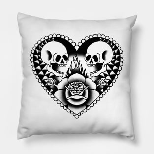 Skull Love Traditional Tattoo Pillow