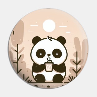 Panda’s Day Out - little cute panda addicted to little black coffee with milk Pin