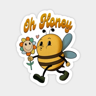 Retro 70s groovy bumblebee cartoon hippie Magnet