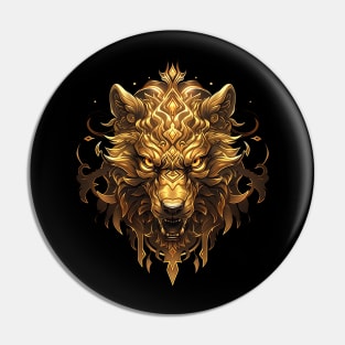 gold wolf Pin