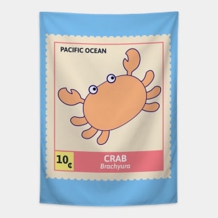 Kawaii Cute Orange Crab, Ocean Stamp Collection, Crab Lover Tapestry