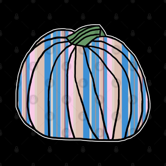 Halloween Horror Pumpkin Light Blue Pink Stripes by ellenhenryart