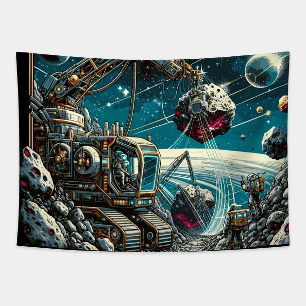 Asteroid Frontier: The Galactic Gold Mining Saga Tapestry by Graphic Wonders Emporium