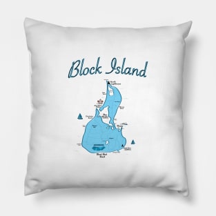 Block Island Map- Rhode Island Pillow