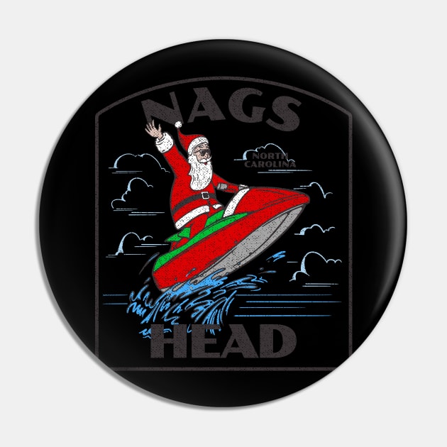 Nags Head, NC Christmas Vacationing Waterskiing Santa Pin by Contentarama