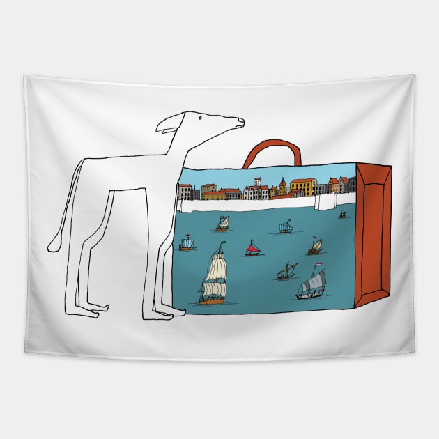 Suitcase with Dog Tapestry by AdrianaStore