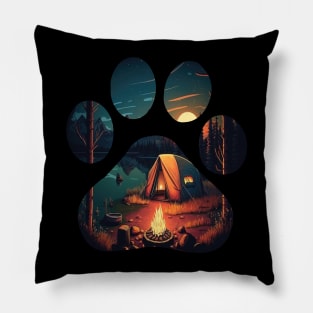 Dog Paw Camping - Summer Night Camp Pillow