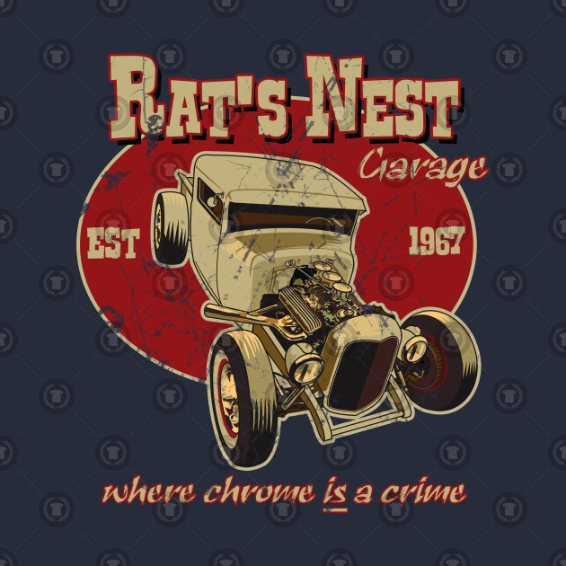 Rat S Nest Garage Rat Rodder Hoodie Teepublic