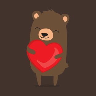 Cute cartoon bear holding heart. T-Shirt