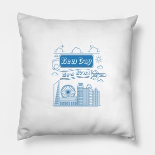 New day New Start Inspirational Motivational Quote Design Pillow