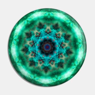 Green bacterium. Round abstract circle. Decorative elements, colored circular design elements. Kaledoscope pattern. Pin